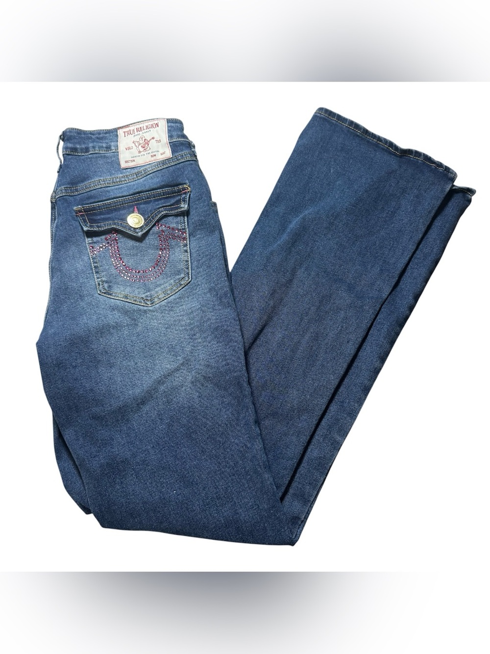 True Religion y2k Becca Mid Rise Bootcut Pink Bedazzled Rhinestone 29 Jeans
